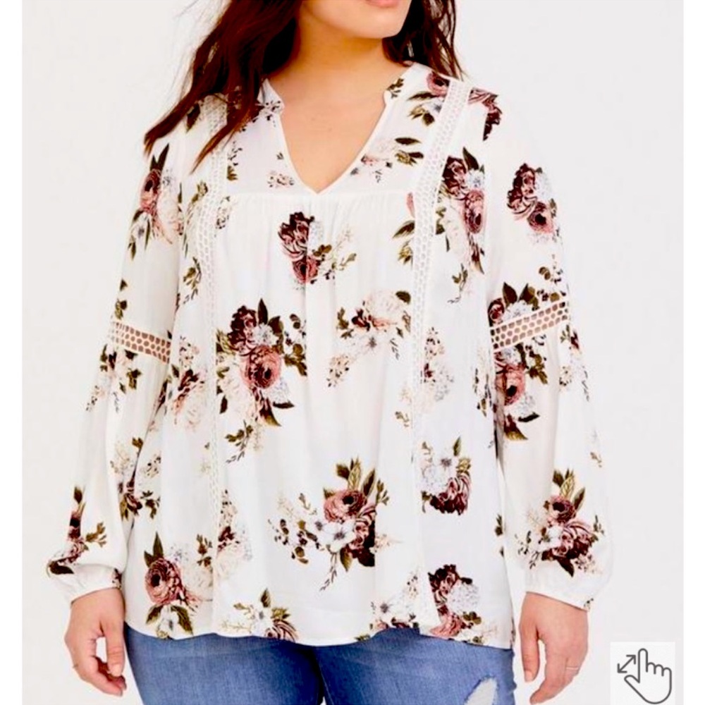 Torrid Twill Woven Lace Trim Tunic Top size Torrid 1 regular size XL 14/…